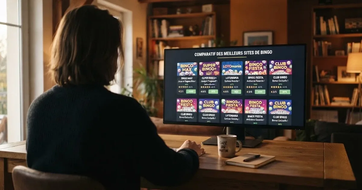 Écran de comparatif listant plusieurs casinos en ligne proposant du bingo, vus depuis un ordinateur