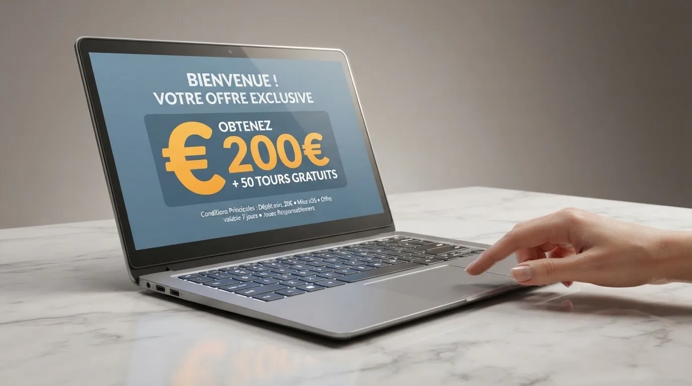capture d'écran d'une page de bonus de bienvenue affichant les conditions d'une offre sans dépôt