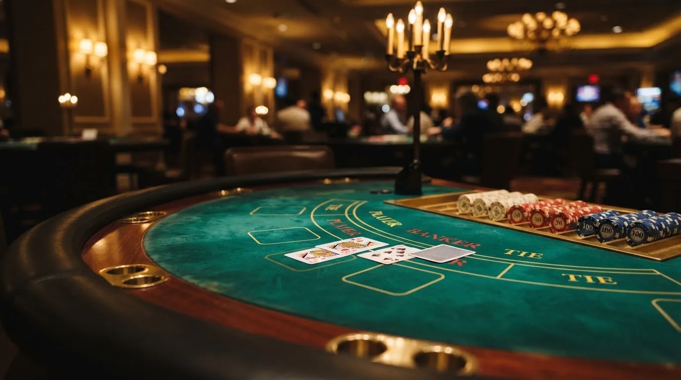 Table de baccara et jeux de cartes dans une salle de casino