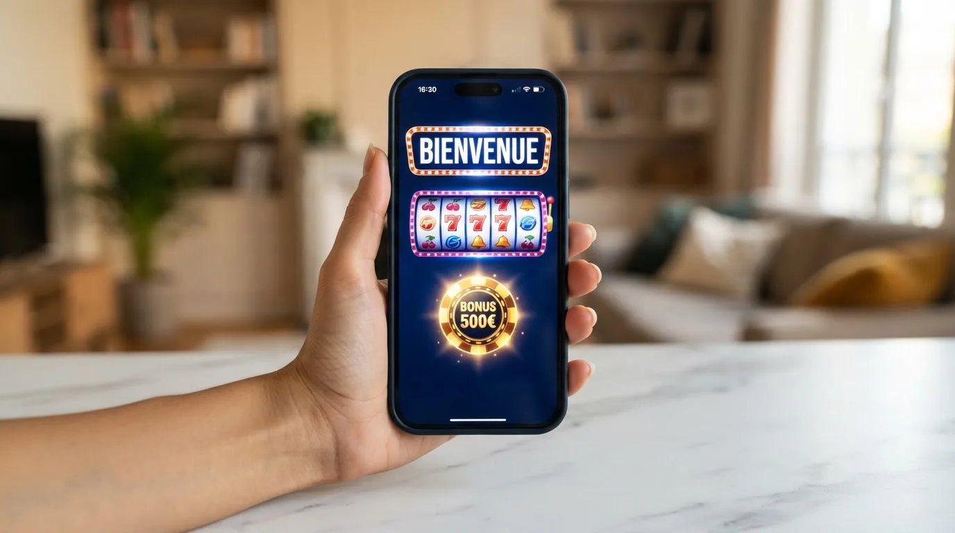 L'interface d'un casino en ligne récemment lancé affichant une bannière de bienvenue destinée aux nouveaux joueurs français.